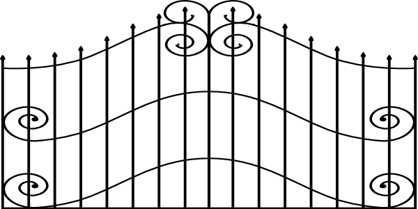 Iron Gate Cliparts - Colouring Pages Of Gate (600x300), Png Download