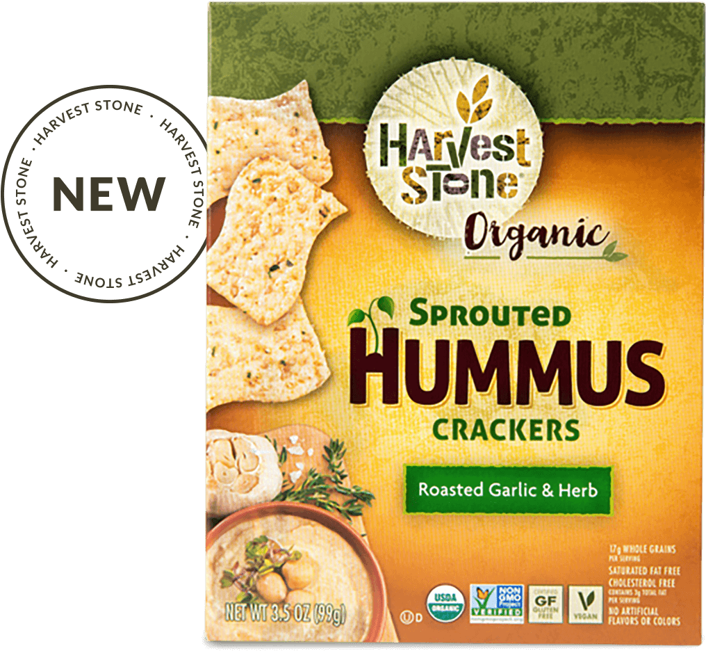 Organic Sprouted Hummus Crackersroasted Garlic & Herb - Harvest Stone Crackers (1080x1100), Png Download