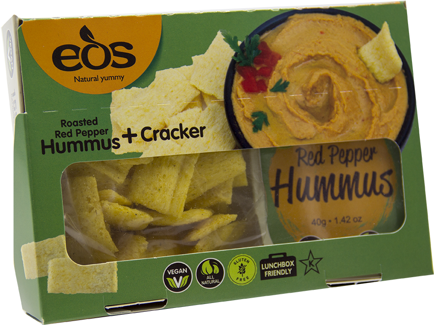 Eos Red Pepper Hummus With Cracker (1000x718), Png Download