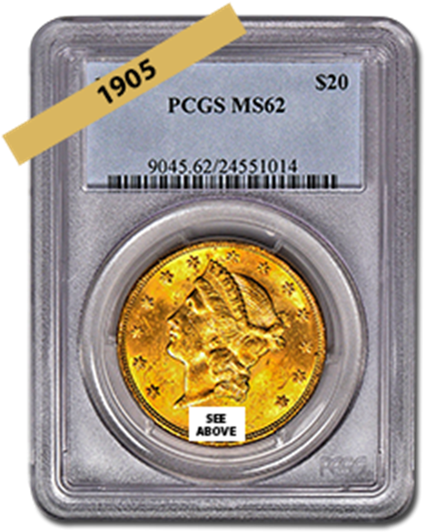 Picture Of 1905 $20 Gold Liberty Double Eagle Coin - Gold Coin (600x600), Png Download