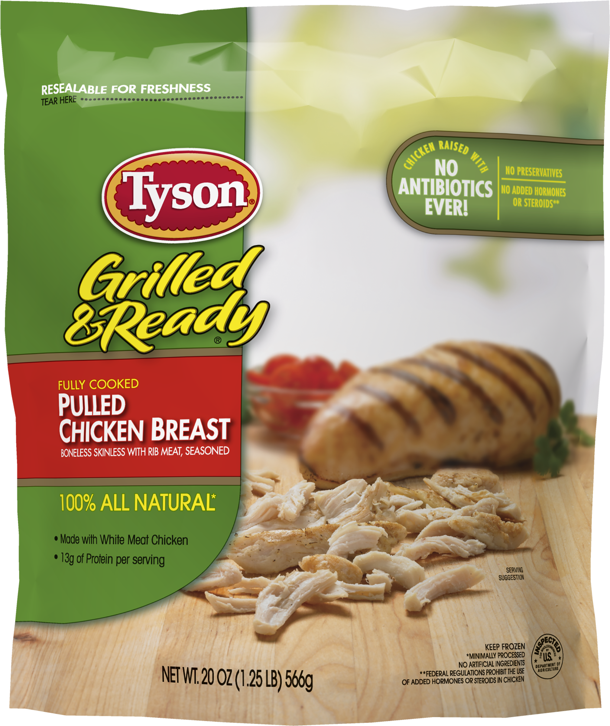 Tyson® Grilled & Ready® Fully Cooked Pulled Chicken - Tyson Pulled Chicken (2400x2400), Png Download