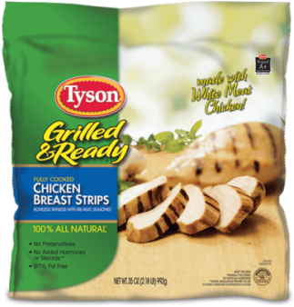 Tyson Fully Cooked Grilled Chicken Breast Strips Family - Tyson Chicken (500x418), Png Download