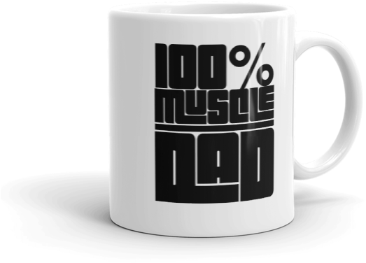 Mug 100% Muscle Dad Funky Print Black Mug - Mug (600x600), Png Download
