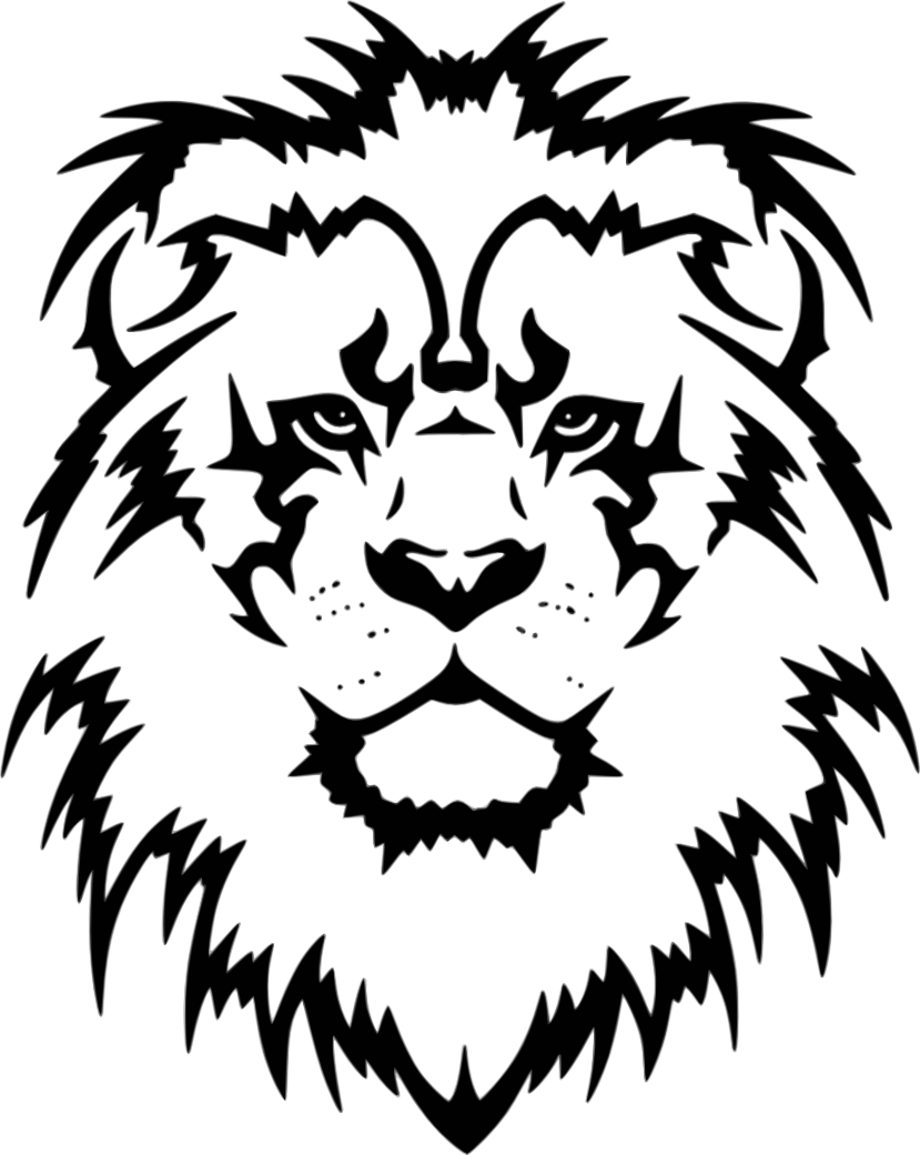 Black And White Lion With Crown (829x1040), Png Download