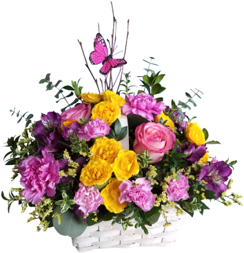 Butterfly Garden Basket In Houston, Tx - Basket Flowers Png Transprent (400x400), Png Download