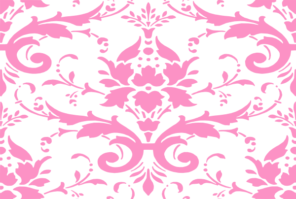 Damask Clipart Pink - Pink And White Damask (600x404), Png Download