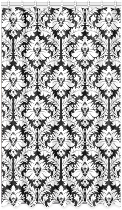 Damask Pattern Black And White Window Curtain 50" X - Dark Blue Damask Twin Duvet (500x500), Png Download