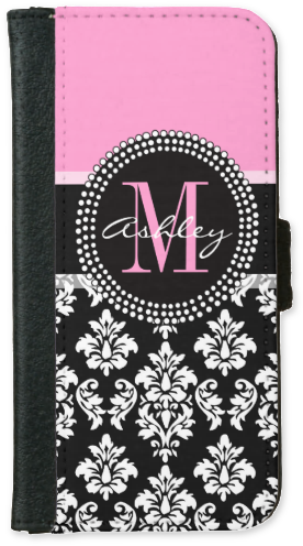 Girly, Bold, Pink Accent Color, And Black And White - Zazzle Hot Pink Black Chevron Chic Monogram Name Wallets (303x563), Png Download