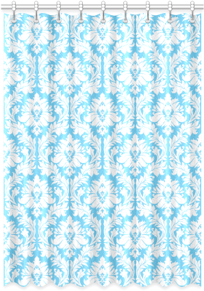 Damask Pattern Bright Blue And White Window Curtain - Window (500x500), Png Download