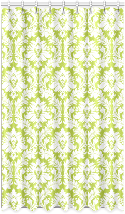 Damask Pattern Spring Green And White Window Curtain - Home&family Creative Home Ideas Teal Turquoise (500x500), Png Download