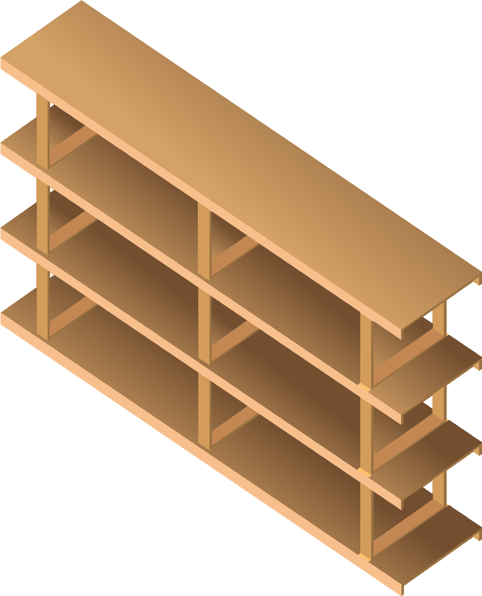 Cartoon Wooden Bookshelf Elements - Set Of Vector Isometric Furniture (1772x1378), Png Download