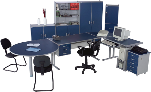 Móveis Para Escritório - Conjunto Para Escritório Completo (500x309), Png Download