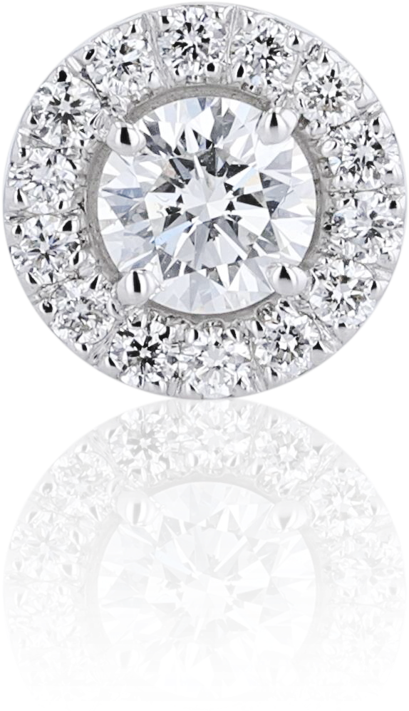 Halo Round Diamond Stud Earrings In 18k White Gold - Silver (2556x2793), Png Download