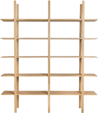 The Wooden Shelf - Wooden Shelf - Oak Nature/matt Lacquered/10 Shelves/184,2x38,3x213,5cm (500x500), Png Download