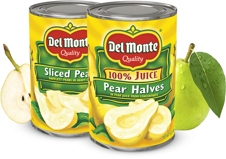 Sliced Pears - Del Monte 100% Juice, Pear Halves - 15 Oz Can (900x535), Png Download