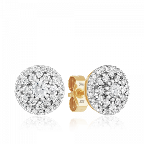 Round Brilliant Cut Diamond Stud Earrings Set In 9ct - Jewellery (600x600), Png Download