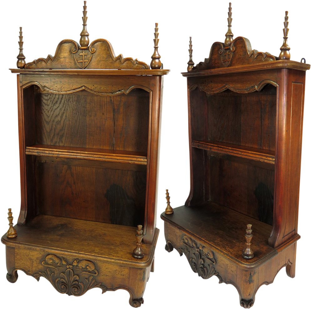 Antique Victorian Era 31" Carved Wood Wall Or Table - Bookcase (993x993), Png Download