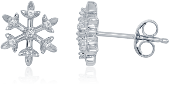 Elsa Frozen Snowflake Diamond Stud Earrings In Sterling - Elsa Snowflake Diamond Stud Earrings (640x640), Png Download