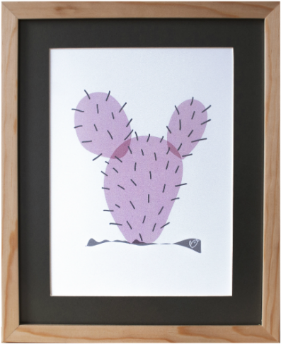 Cuadro Cactus Rosa Solitario Btcuml02 - Painting (500x500), Png Download