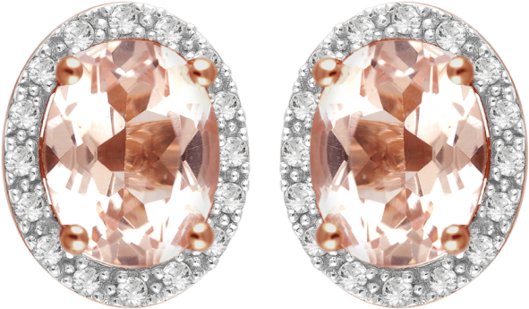 14k Rose Gold Morganite And Diamond Stud Earrings - Jewelmak. 14k Rose Gold Morganite And Diamond Earrings (700x700), Png Download