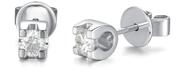 Shimmering Horseshoe Diamond Stud Earrings - Diamond (600x600), Png Download