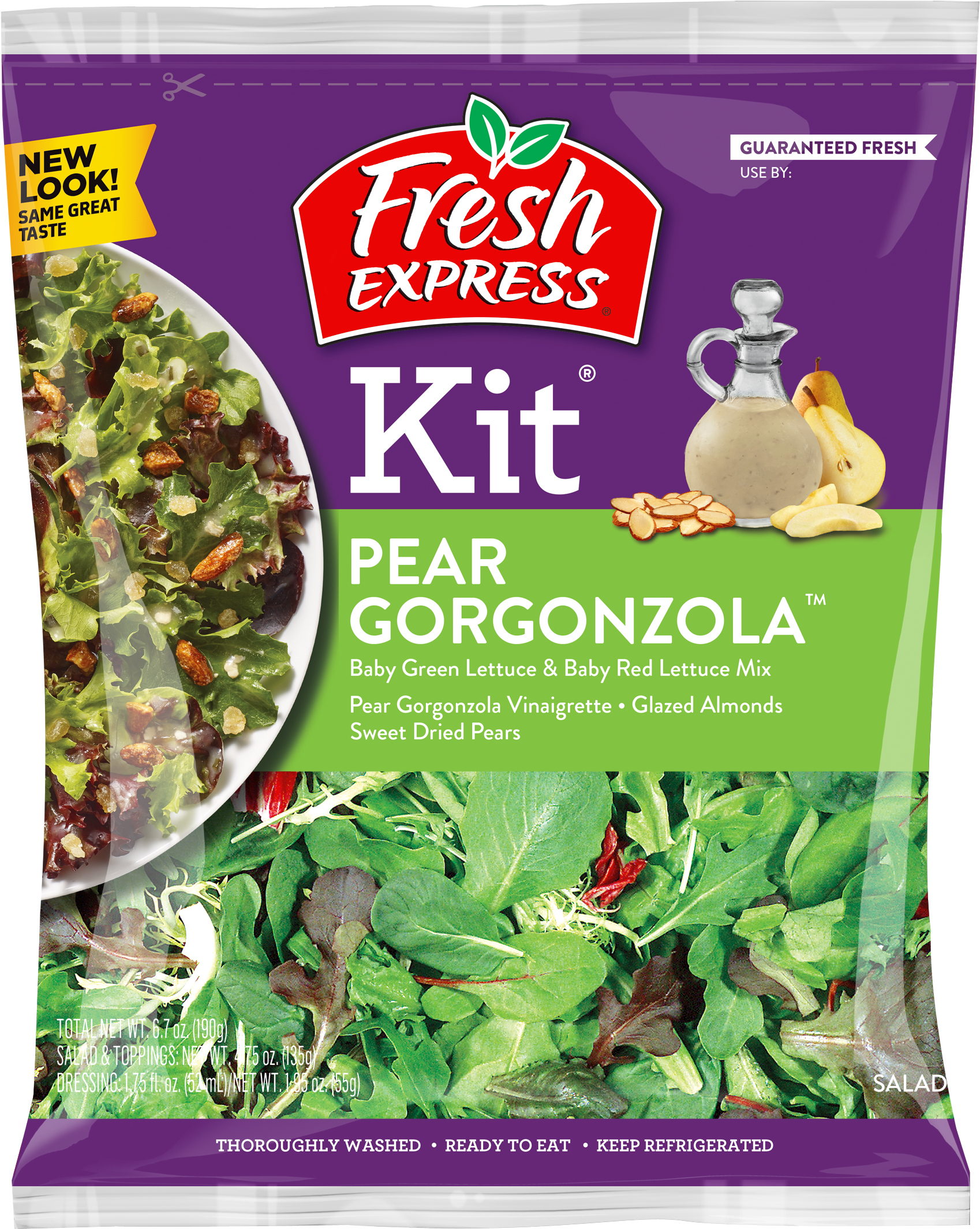 Pear Gorgonzola Salad Kit™ - Fresh Express Spring Mix - 5 Oz Bag (1847x2297), Png Download