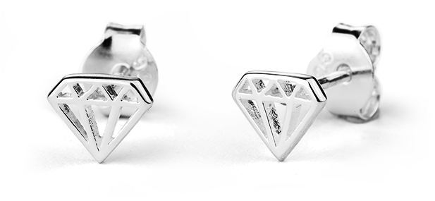 Diamond Stow Silver Stud Earrings - Earrings (1024x1024), Png Download