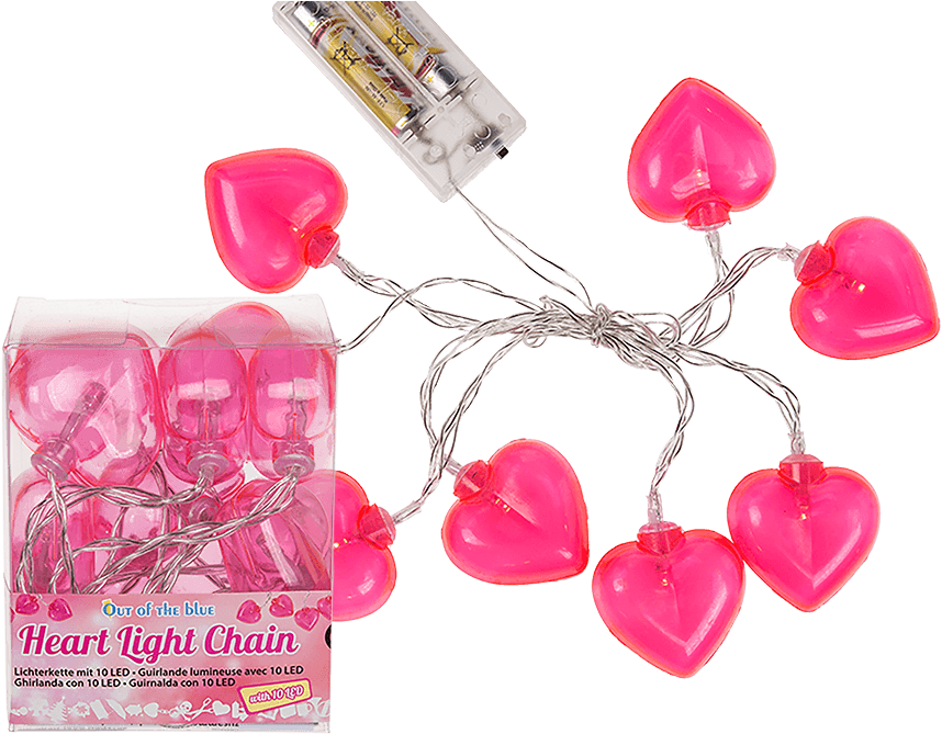 Light Chain With 10 Led - Guirlande Lumineuse Coeur Rose (945x709), Png Download