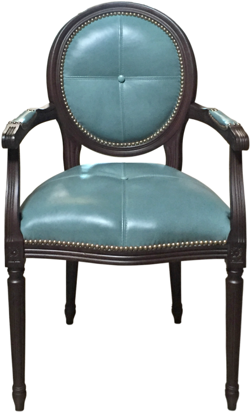 Blue Leather Tufted Side Chair By Old Hickory Tannery - Louis Xvi Chair (860x860), Png Download