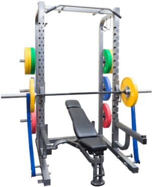 Half Rack With Plate Storage/ Bar Holders/ Band Hooks - Power Rack (400x400), Png Download
