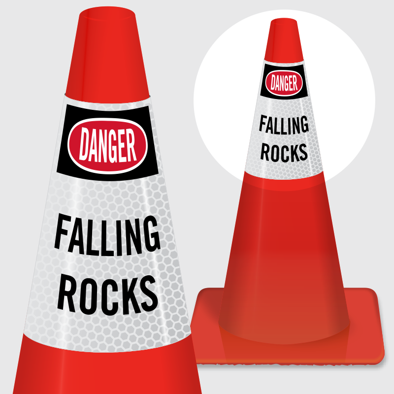 Danger Falling Rocks Cone Collar - Parking Space Clip Art (800x800), Png Download