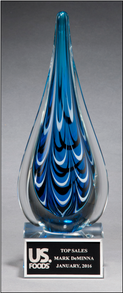 Blue And Black Teardrop Art Glass Award (600x600), Png Download
