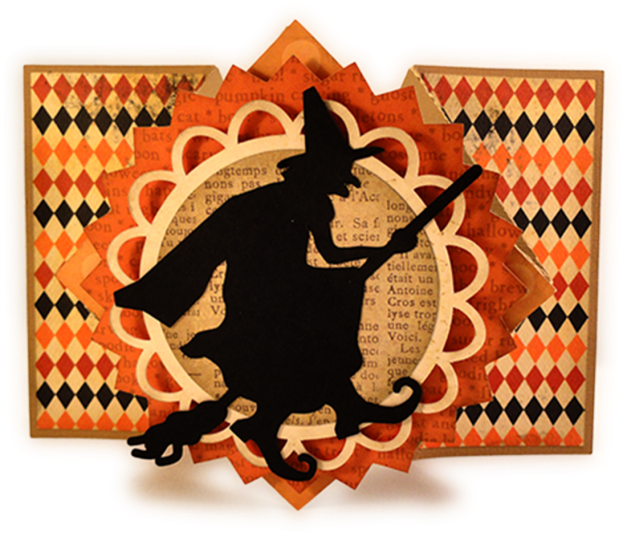 Witch Double Diamond Fold Card - Silhouette (741x600), Png Download
