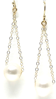 Pearl Chain Earring - Earring (357x450), Png Download