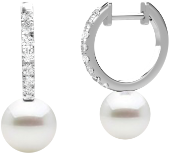 An Elegant Pair Of White Pearl And Round Brilliant - Brilliant (500x500), Png Download