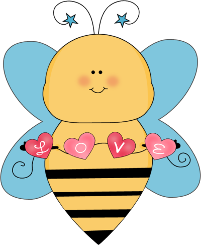 Blue Love Bee Clip Art - Love Bee Clipart (400x487), Png Download