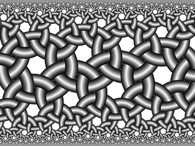 A Pattern On The Hyperbolic Plane, Based On Three Mirrors - Maurits Cornelis Escher (672x504), Png Download