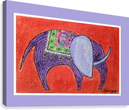 Pretty Pachyderm In Frame Canvas Print - Cross-stitch (429x367), Png Download
