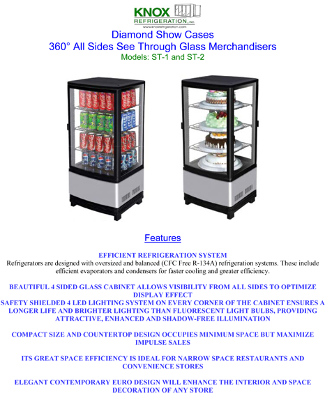 St-1 Countertop 4 Sided Glass Display Case - Turbo Air Refrigeration (500x567), Png Download