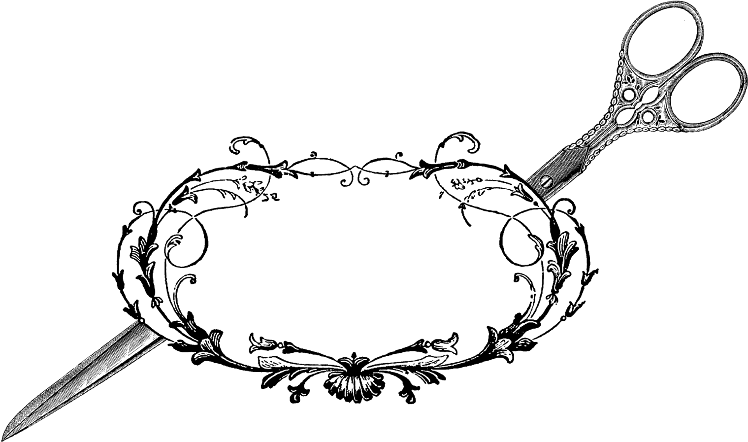 Sewing Scissors Decorative Frame Downloads - Sewing Frame Clipart (1600x961), Png Download