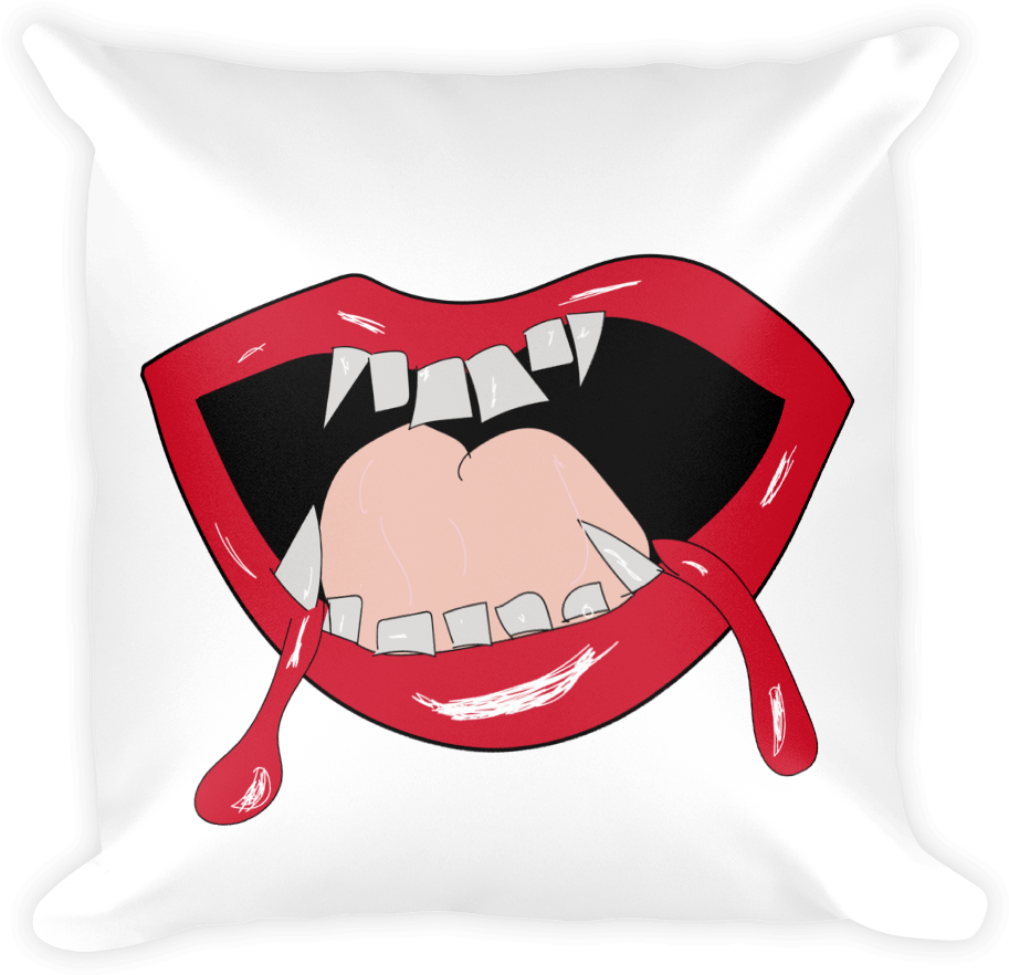 Vampire Lips Square Pillow - T-shirt (1000x1000), Png Download