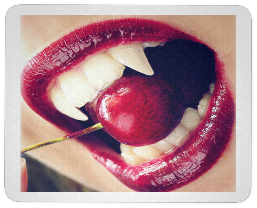 Vampire Cherry Mouse Pad - Vampire Lips (1024x1024), Png Download