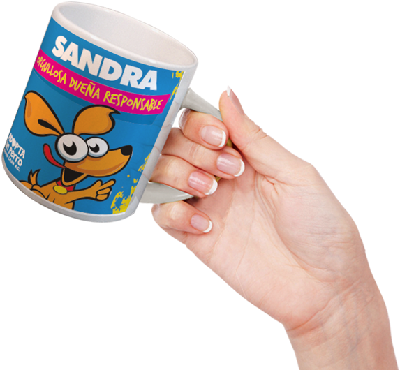 Taza Con Mano Png (599x550), Png Download