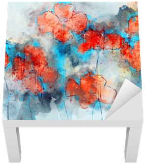 Vinil Para Mesa Lack Flores Abstratas De Papoula Vermelha - Watercolor Painting (400x400), Png Download