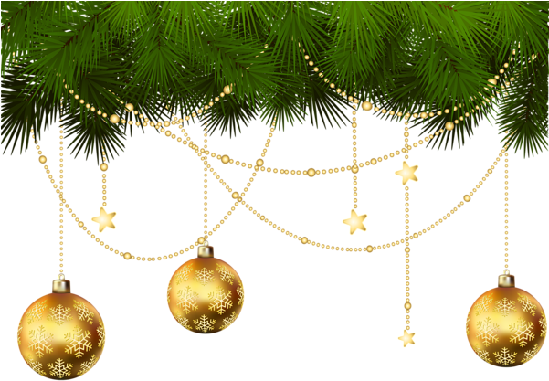 Pine Branches And Christmas Ornaments Transparent Png - Christmas Branches Transparent (600x424), Png Download