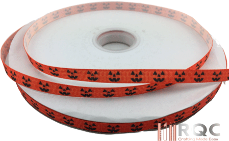 Pumpkin Face Grosgrain Ribbons, Halloween Ribbons, - Circle (450x300), Png Download