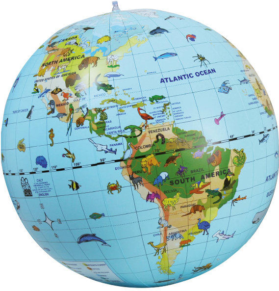 Caly Toys Inflatable Globe Animals Ø 50 Cm (english) (600x600), Png Download