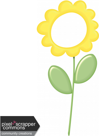 Yellow Flower Frame - Digital Scrapbooking (456x456), Png Download