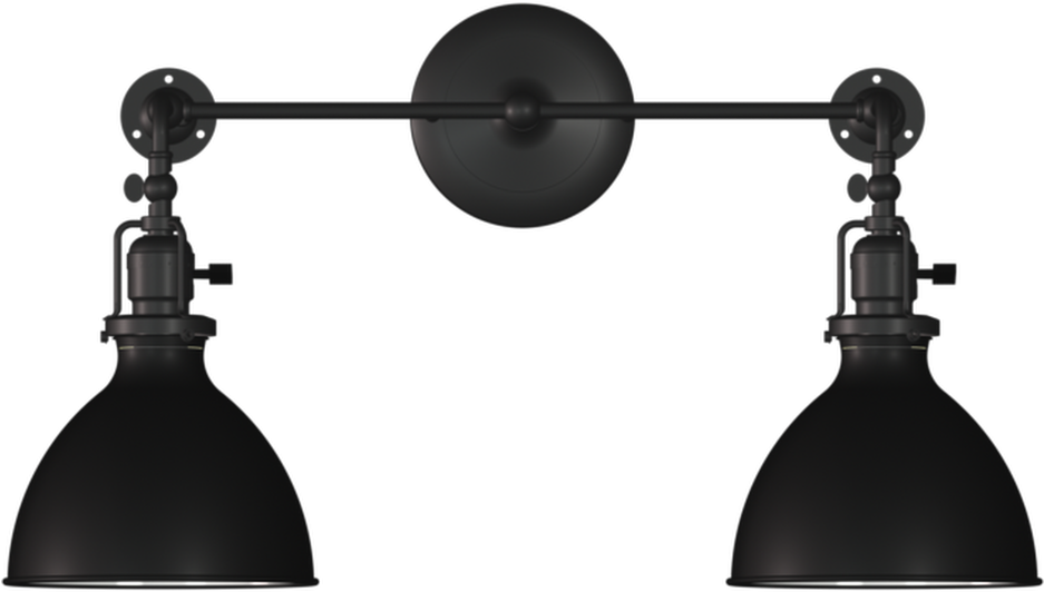 Grandview Double Sconce Industrial 2-light Adjustable - Industrial Black Double Wall Sconce (936x990), Png Download