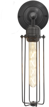 Industville Orlando Cylinder Wire Cage Retro Sconce - Wall Light Fixture Png (480x480), Png Download